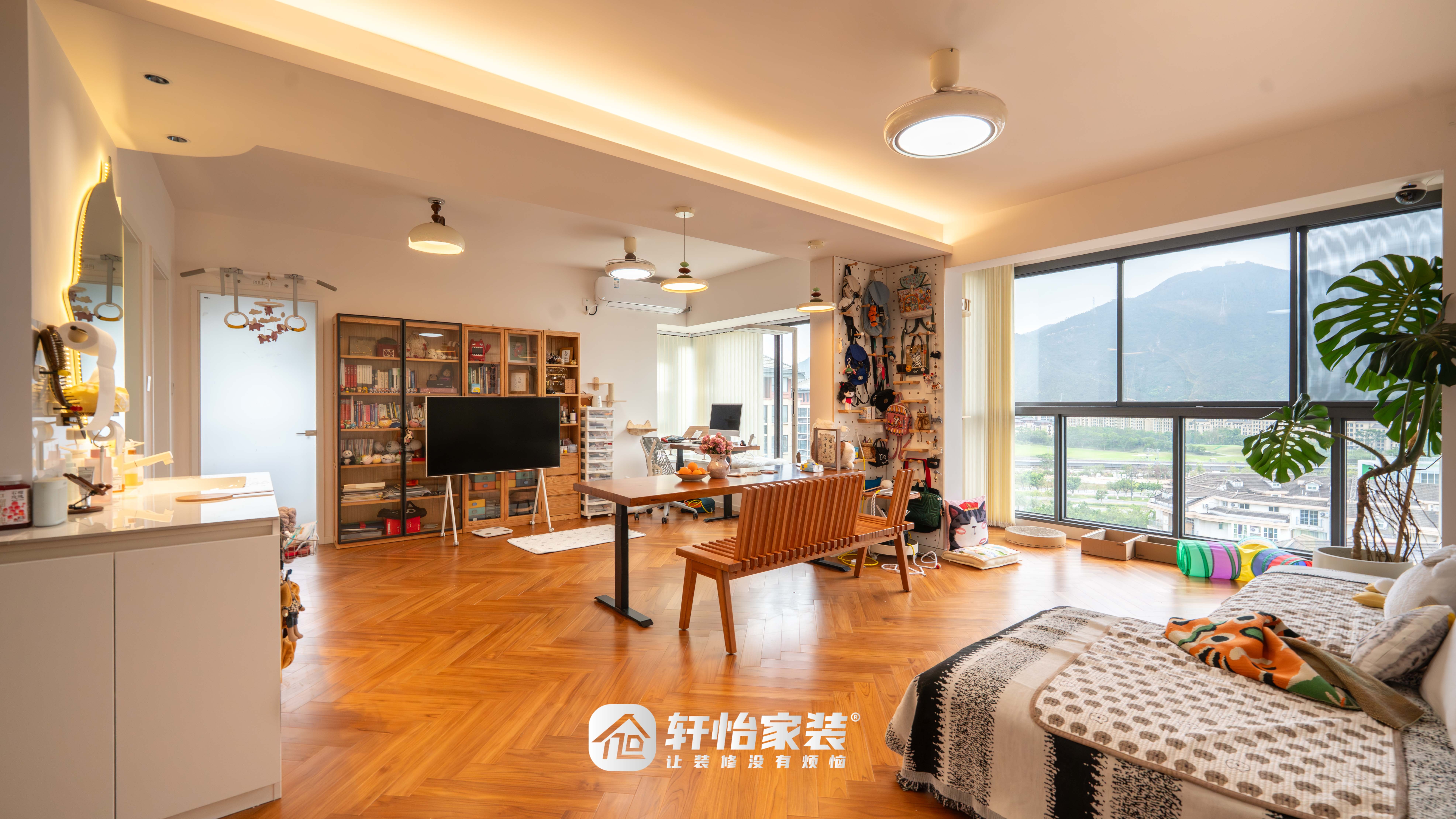 轩怡家装五宅一生｜珠海90㎡悦己主义，拆墙扩容，一室书香，双猫相伴